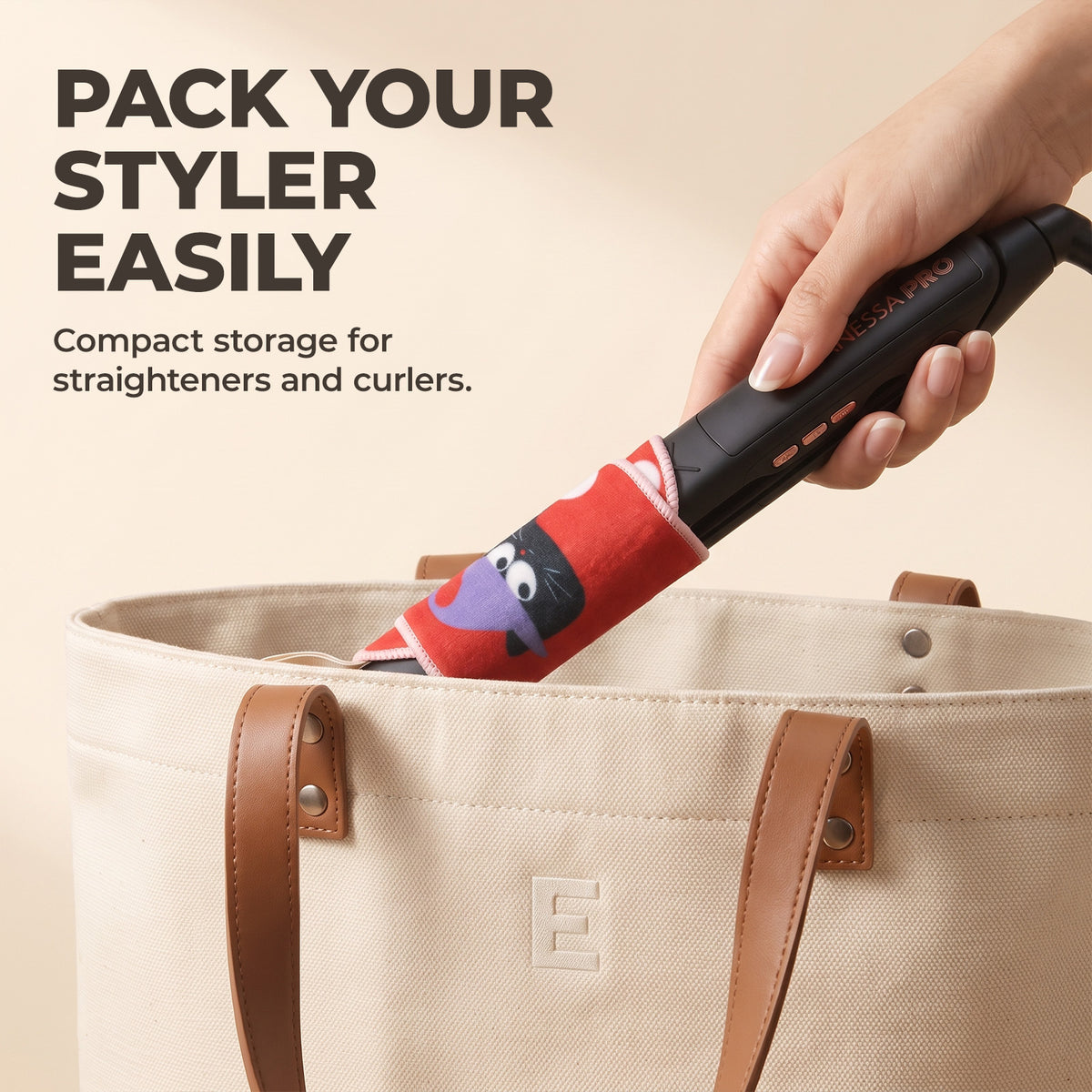 VANESSA PRO 3-in-1 Heat-Resistant Styling Tool Mat, Cleaning Cloth & Travel Protector