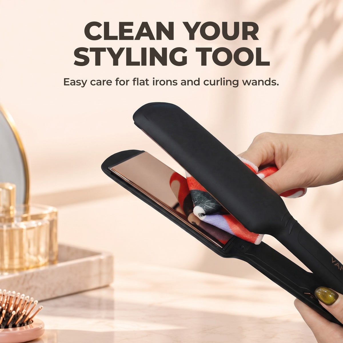 VANESSA PRO 3-in-1 Heat-Resistant Styling Tool Mat, Cleaning Cloth & Travel Protector
